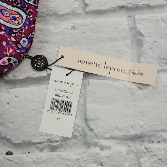 NWT Nanette Lepore Lauren Longline Fixt Bikini Top size 12 - Picture 8 of 14